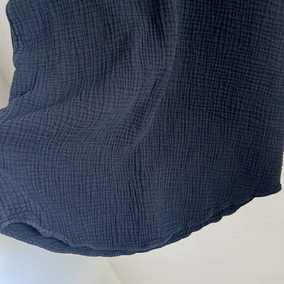 Three Dots Black Gauzy Cotton Dress Collar V Neck 100% Cotton Medium - Picture 5 of 8
